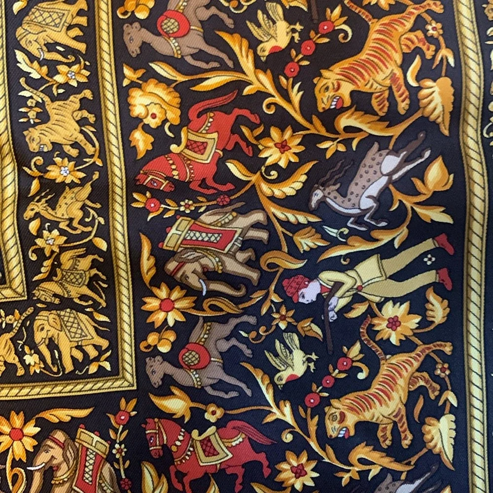 Hermes silk scarf chasse en inde